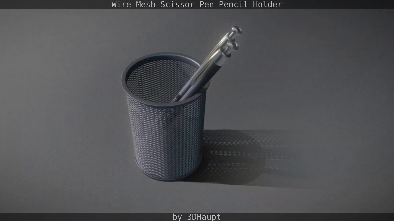Wire Mesh Scissor Pen Pencil Holder 3D model_24