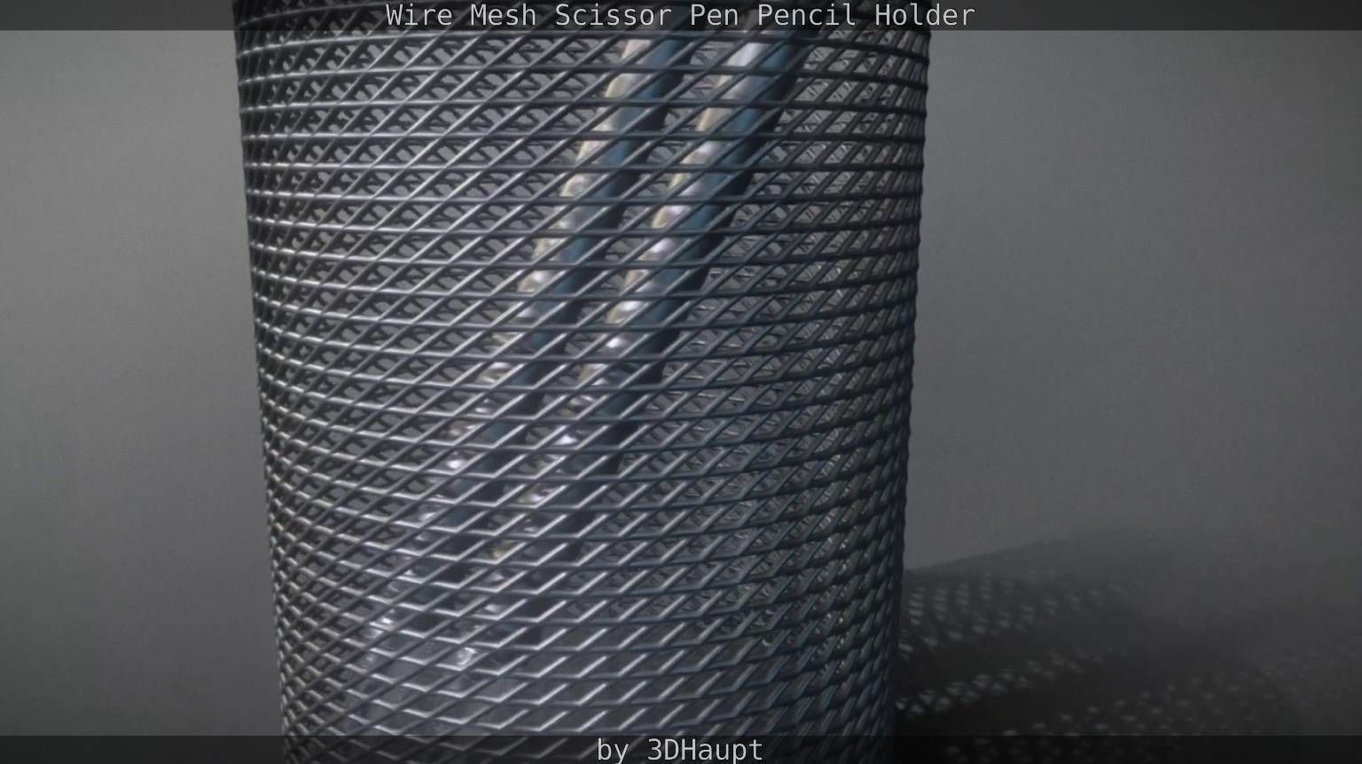Wire Mesh Scissor Pen Pencil Holder 3D model_50