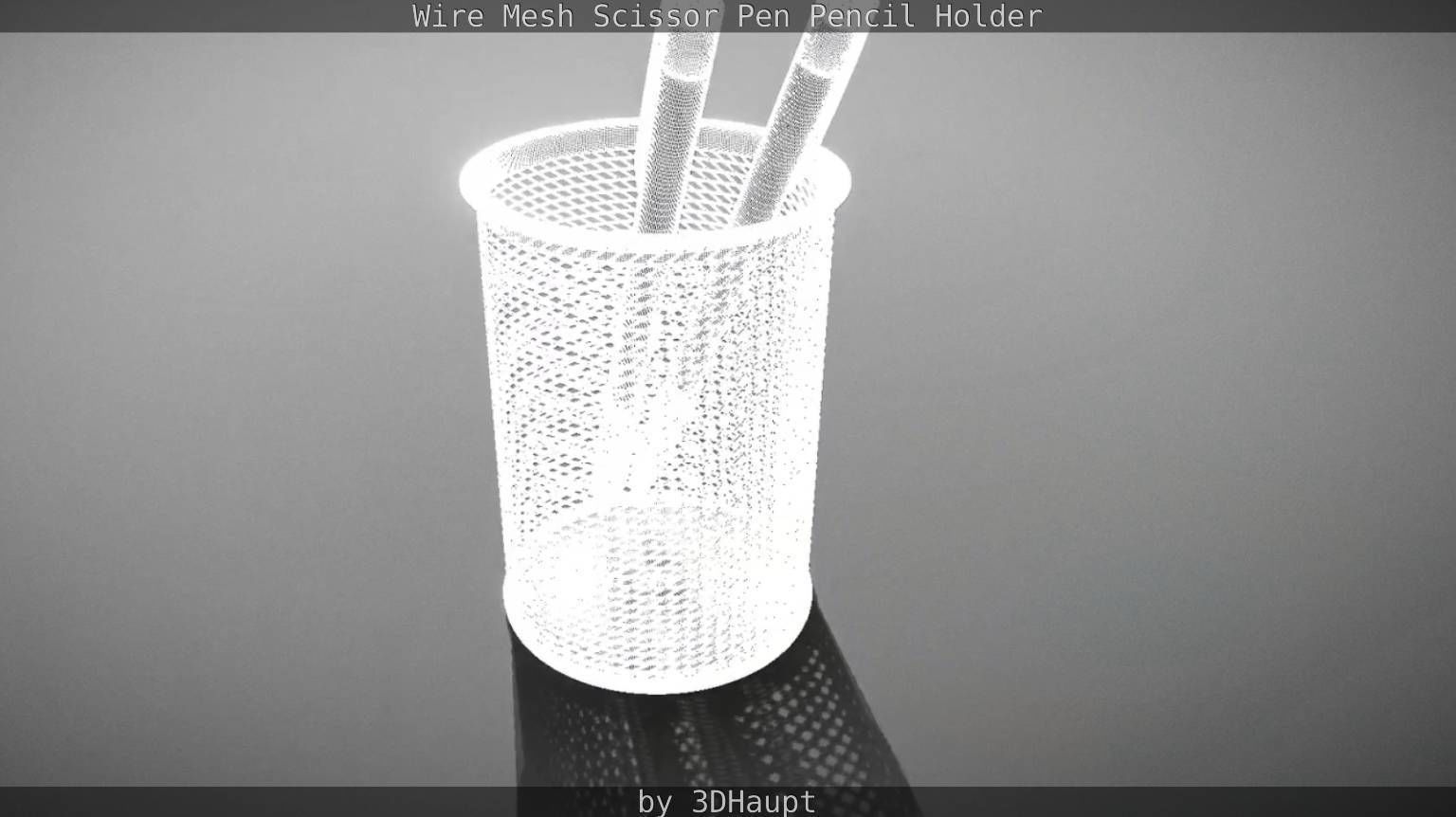 Wire Mesh Scissor Pen Pencil Holder 3D model_68