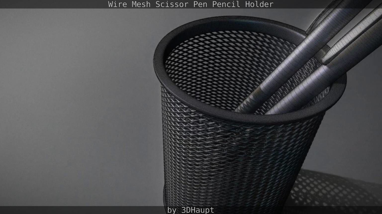 Wire Mesh Scissor Pen Pencil Holder 3D model_76