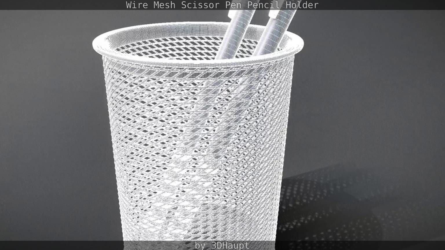 Wire Mesh Scissor Pen Pencil Holder 3D model_57