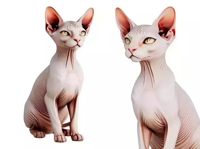 Realistic Sphynx Cat Statue 3d print and game ready