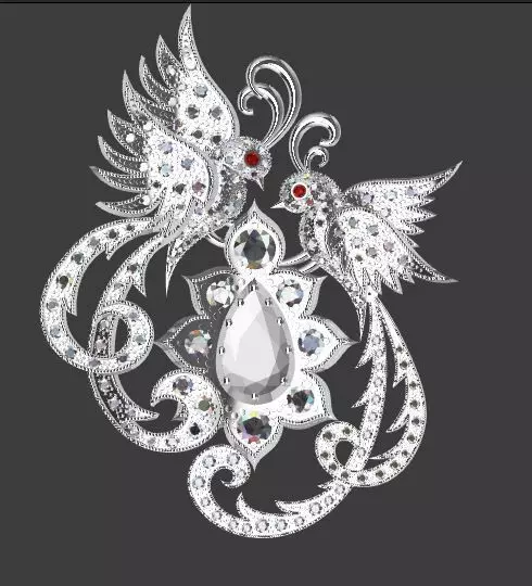 birds of paradise brooch 3D print model