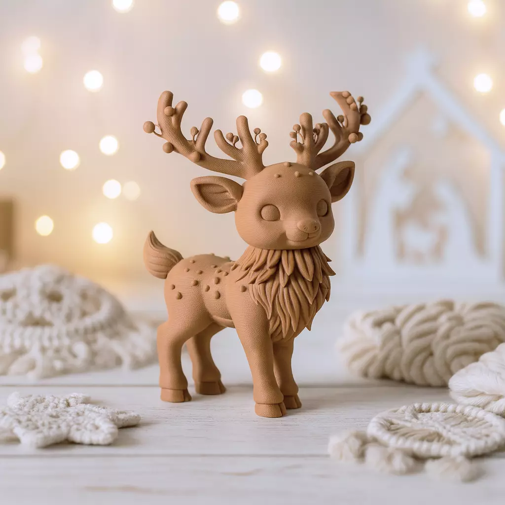 Magic Christmas Deer Figure Cute Reindeer Sculpture 3D print model_6