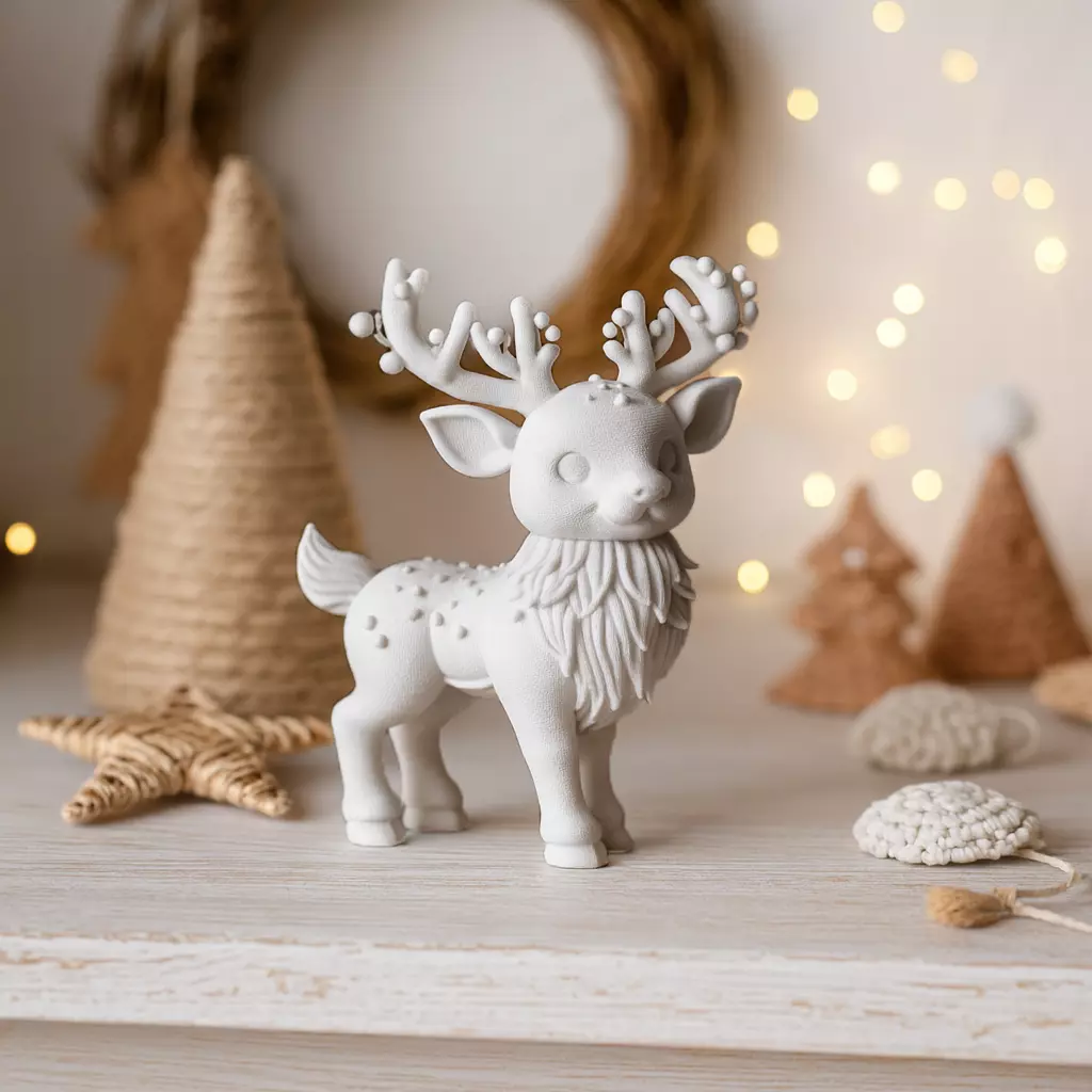 Magic Christmas Deer Figure Cute Reindeer Sculpture 3D print model_2
