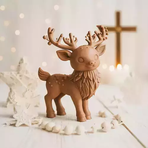 Magic Christmas Deer Figure Cute Reindeer Sculpture 3D print model Magic Christmas Deer Figure Cute Reindeer Sculpture 3D print model
