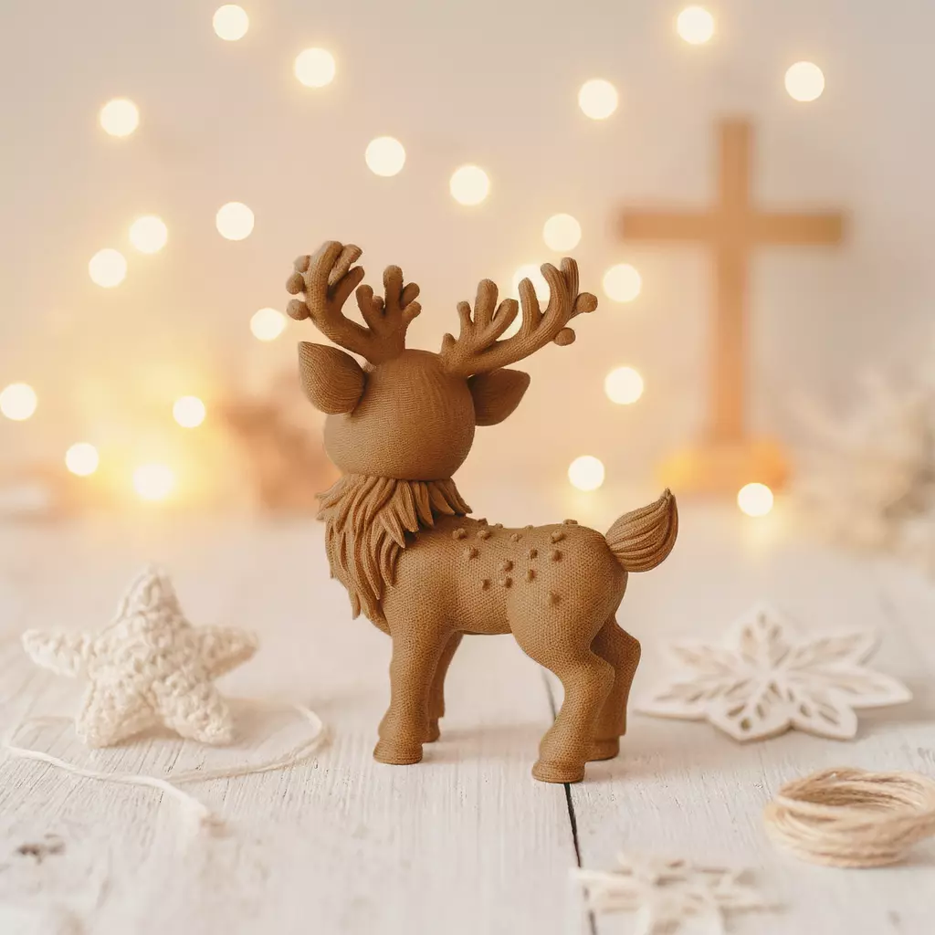 Magic Christmas Deer Figure Cute Reindeer Sculpture 3D print model_3