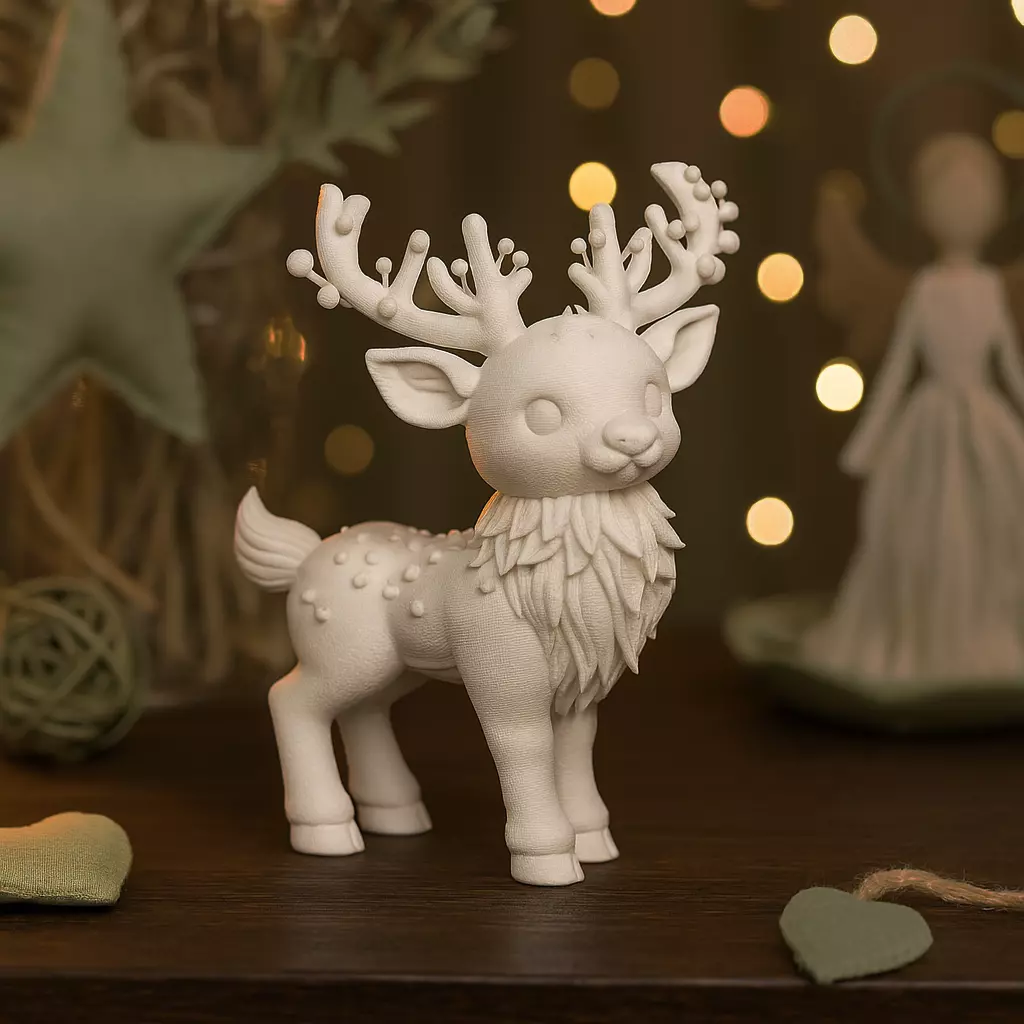 Magic Christmas Deer Figure Cute Reindeer Sculpture 3D print model_5