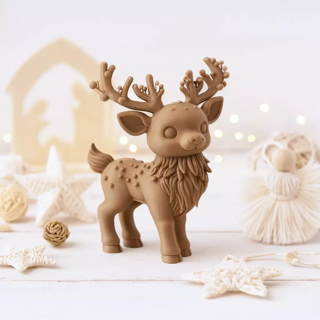 Magic Christmas Deer Figure Cute Reindeer Sculpture 3D print model_4