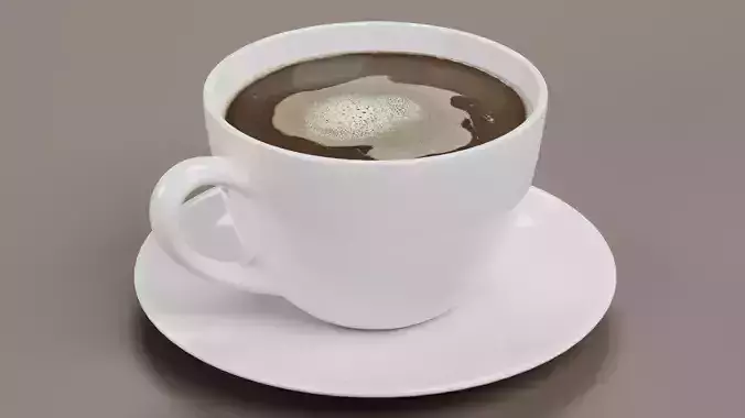 Cup of Coffee - Realistic Hot Beverage Serving 3D model 6