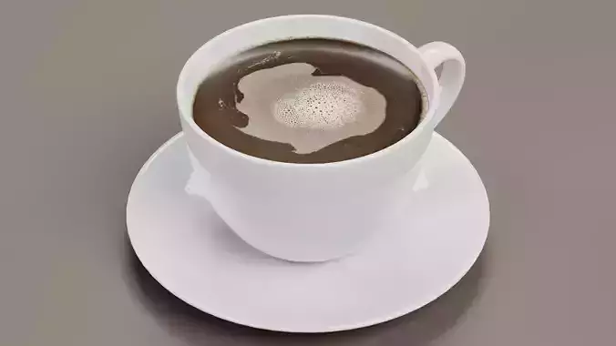 Cup of Coffee - Realistic Hot Beverage Serving 3D model 4