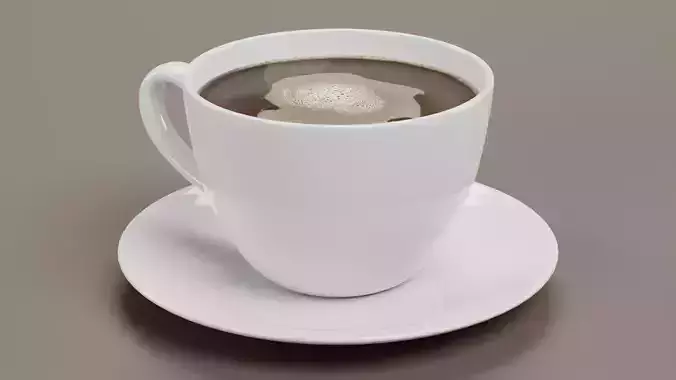 Cup of Coffee - Realistic Hot Beverage Serving 3D model 5