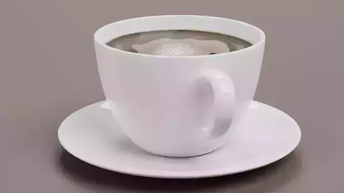 Cup of Coffee - Realistic Hot Beverage Serving 3D model 7