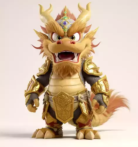 Stylized Guardian Lunar Dragon Spirit The Flame of Rebirth