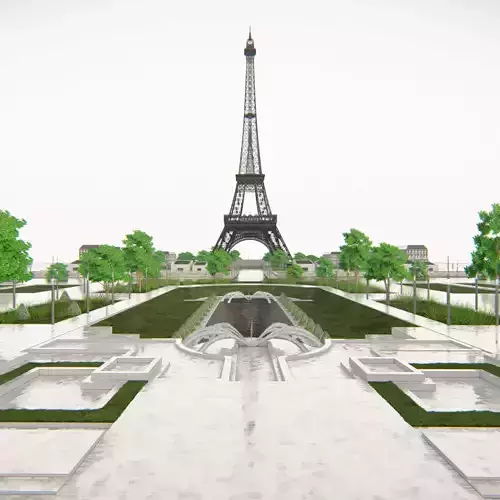Eiffel Tower and Trocadero Gardens Paris Land