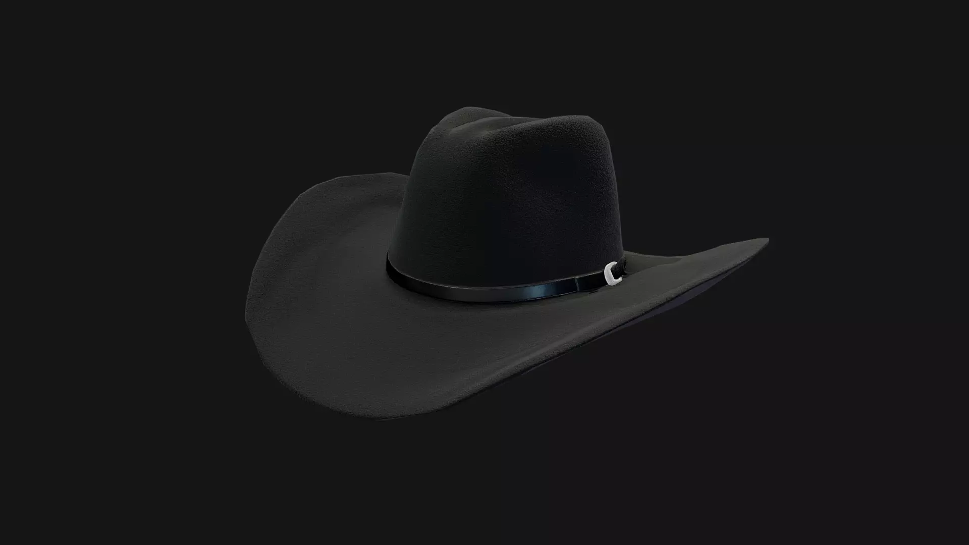 Black Western Cowboy Hat Game-Ready 3D Model Low-poly 3D model_0