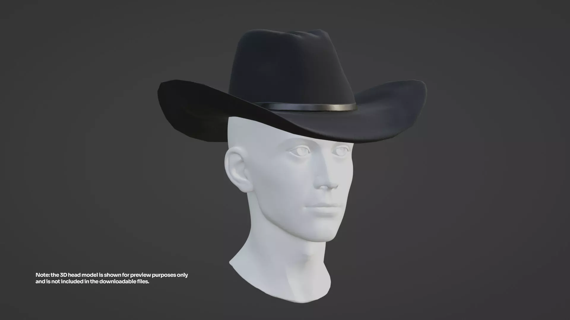 Black Western Cowboy Hat Game-Ready 3D Model Low-poly 3D model_1