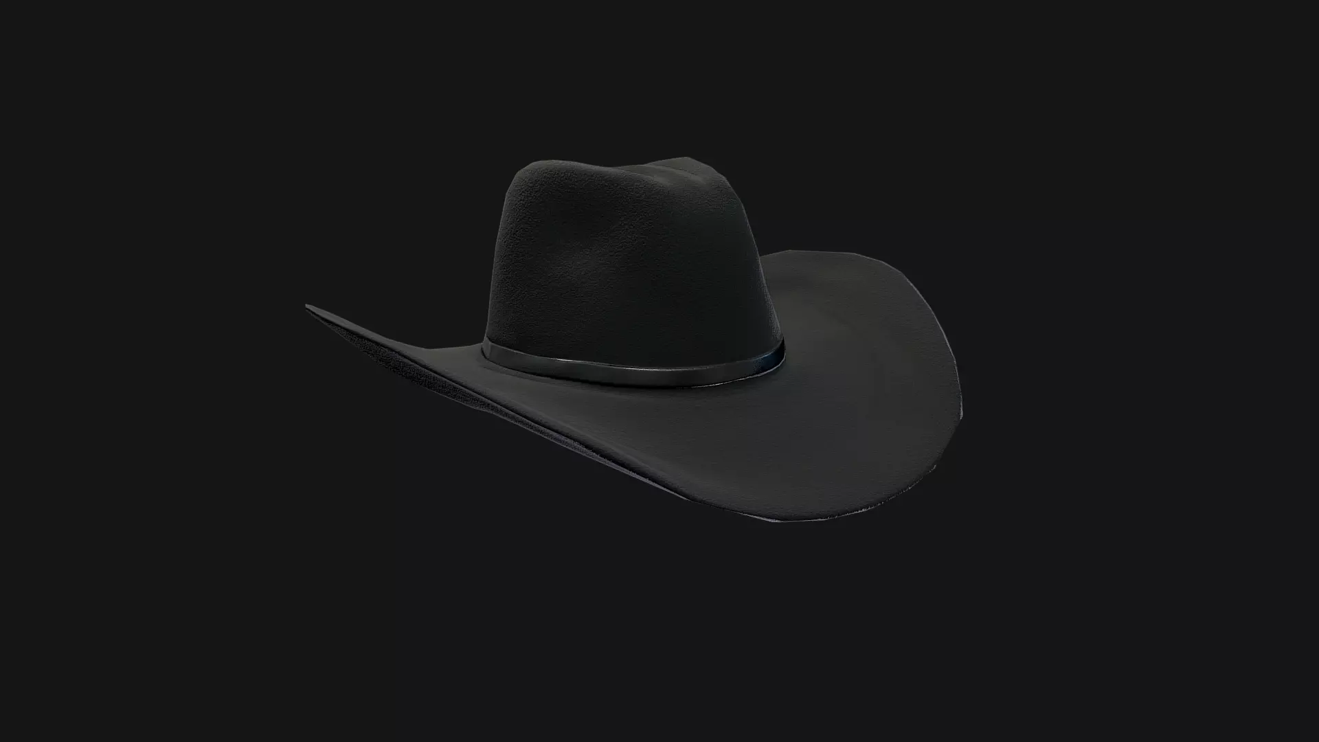 Black Western Cowboy Hat Game-Ready 3D Model Low-poly 3D model_7