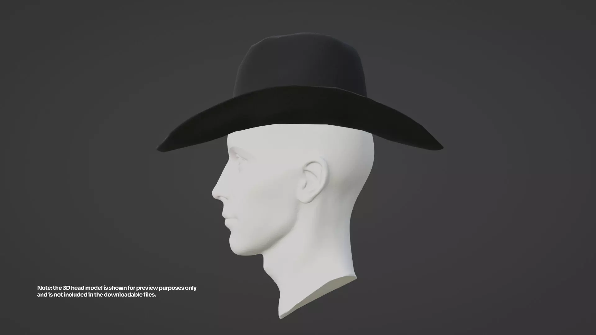 Black Western Cowboy Hat Game-Ready 3D Model Low-poly 3D model_3