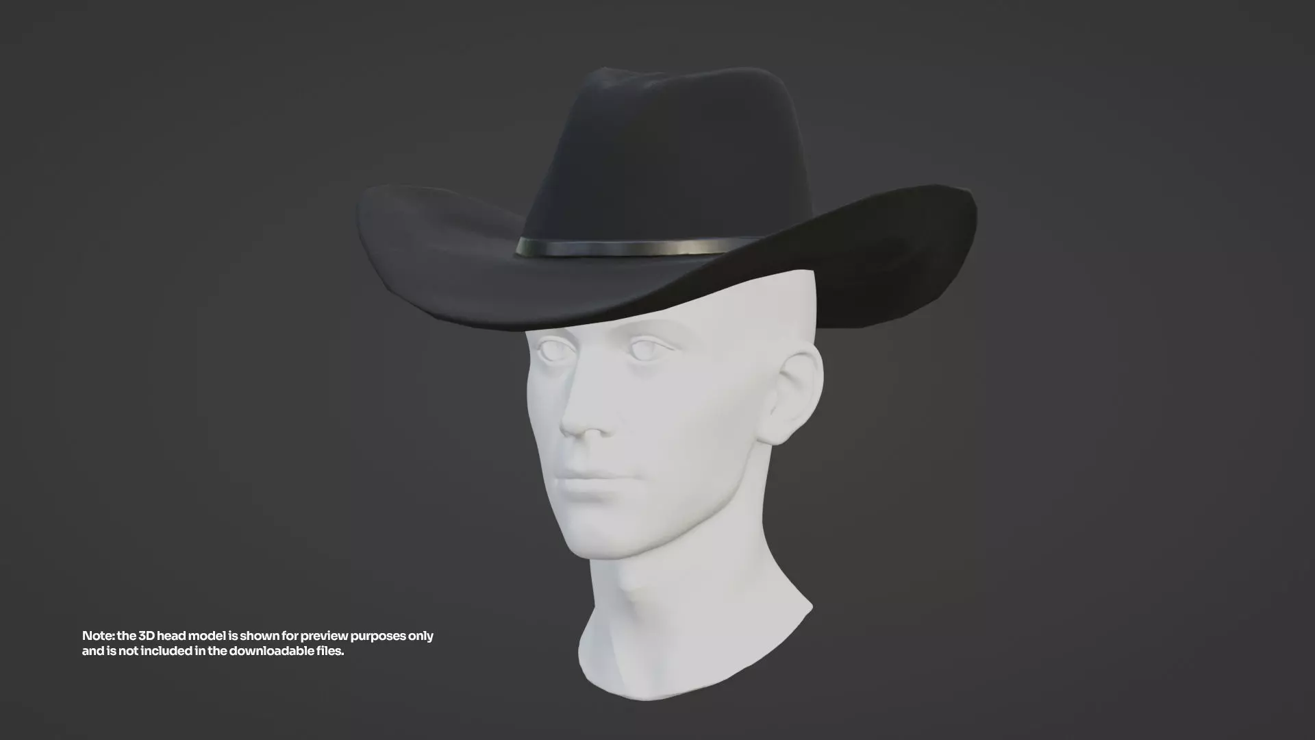 Black Western Cowboy Hat Game-Ready 3D Model Low-poly 3D model_2