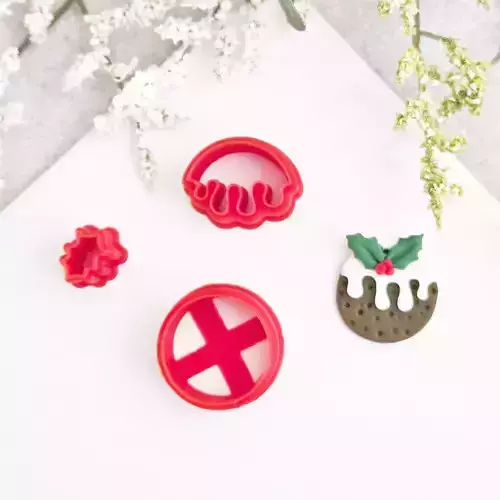 Set of 3 Christmas Pudding Polymer Clay Earrings Cutters