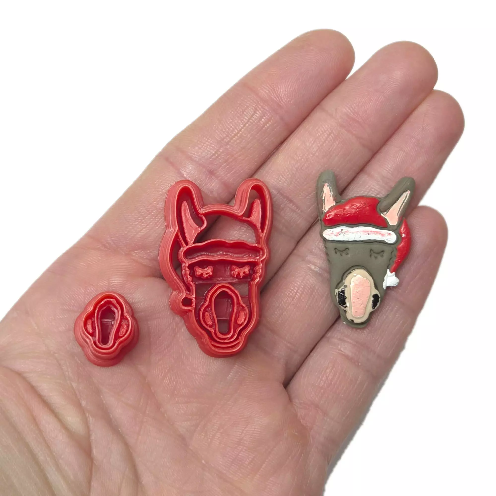 Donkey in Santa Hat Clay Earrings Cutter 3D model_1