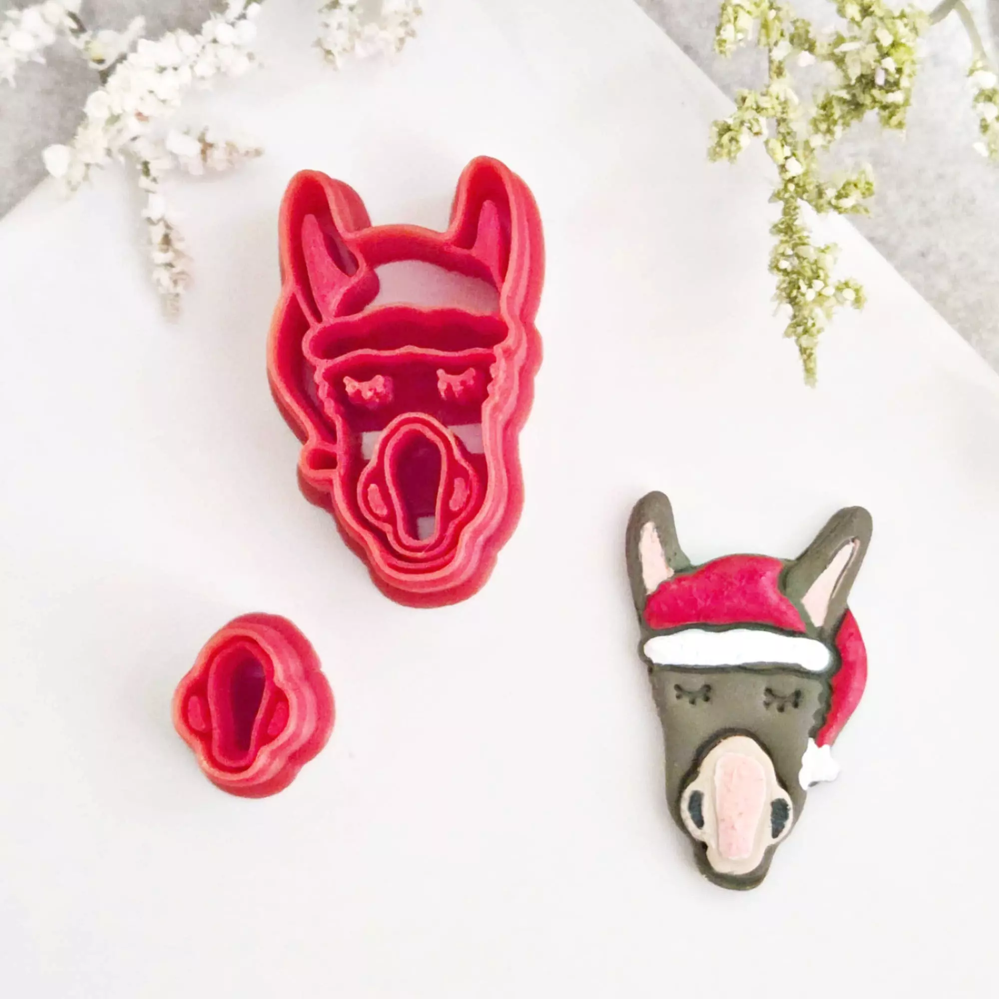 Donkey in Santa Hat Clay Earrings Cutter 3D model_0