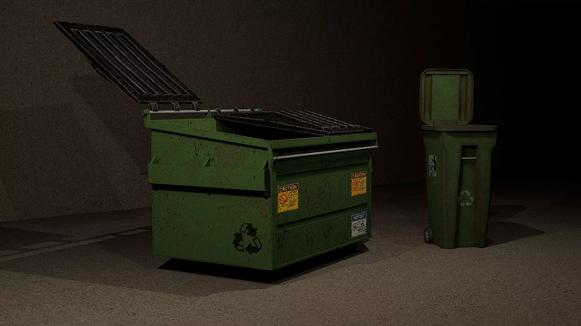 PSX Style Urban Trash Pack Low-poly 3D model_5