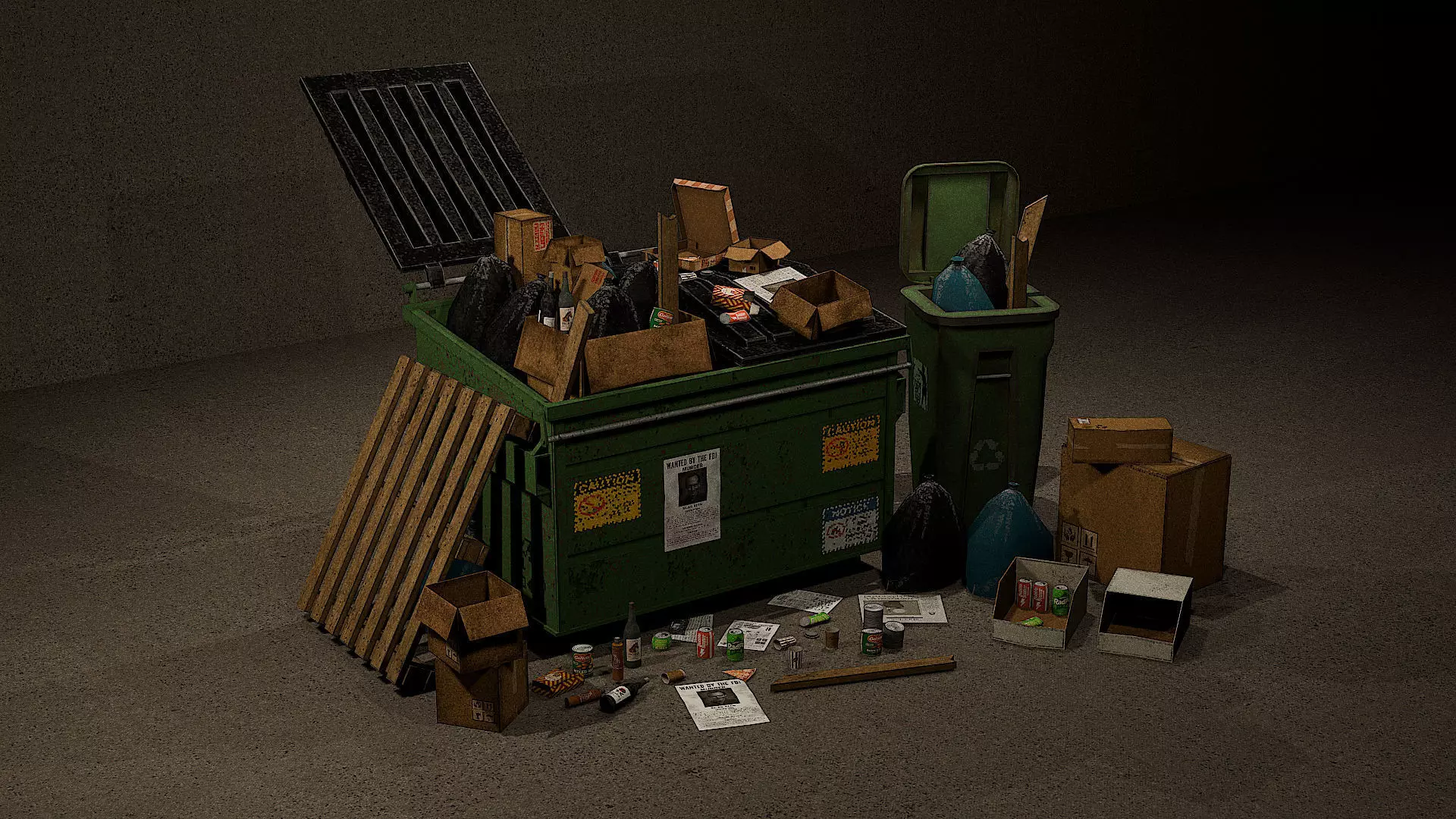PSX Style Urban Trash Pack Low-poly 3D model_1