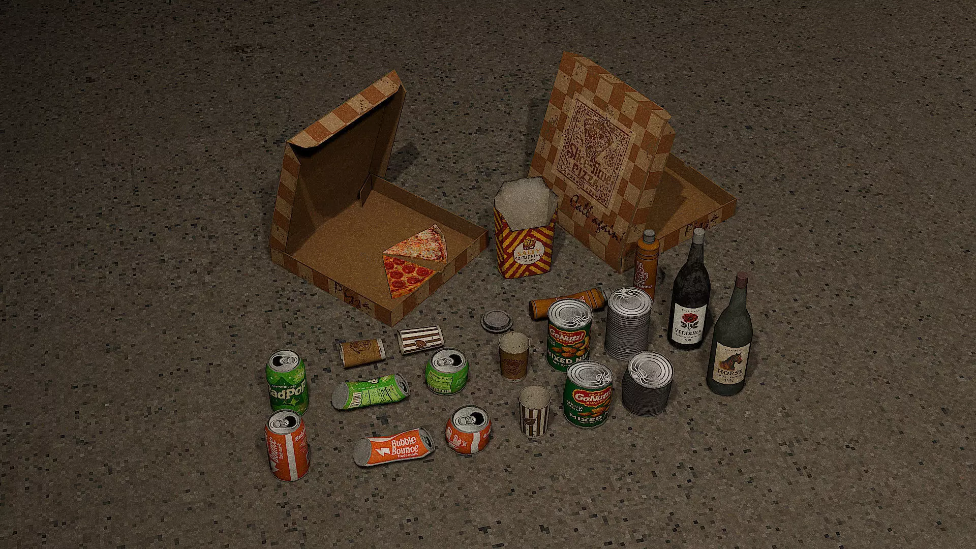 PSX Style Urban Trash Pack Low-poly 3D model_2