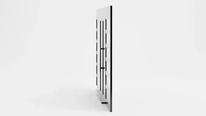 Double Door V1 - French Sliding Style with Black Frame 3D model 4