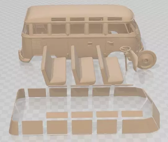 Volkswagen Transporter T1 Railway 1950 Printable Van 3D print model_2