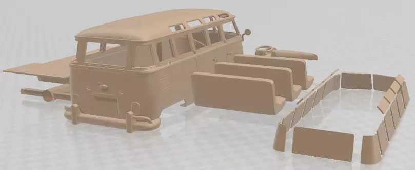 Volkswagen Transporter T1 Railway 1950 Printable Van 3D print model_4