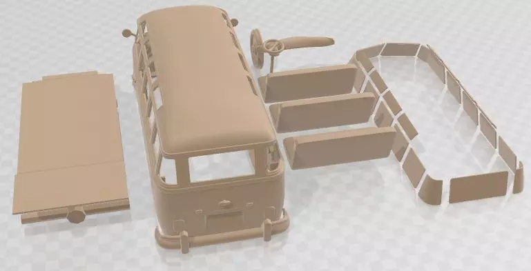 Volkswagen Transporter T1 Railway 1950 Printable Van 3D print model_3