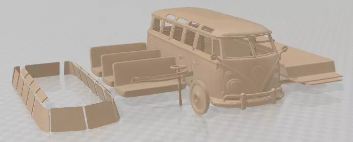 Volkswagen Transporter T1 Railway 1950 Printable Van 3D print model_1