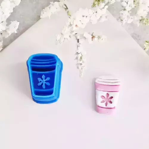 Snowflake Coffee Cup Clay Stud Earrings Cutter