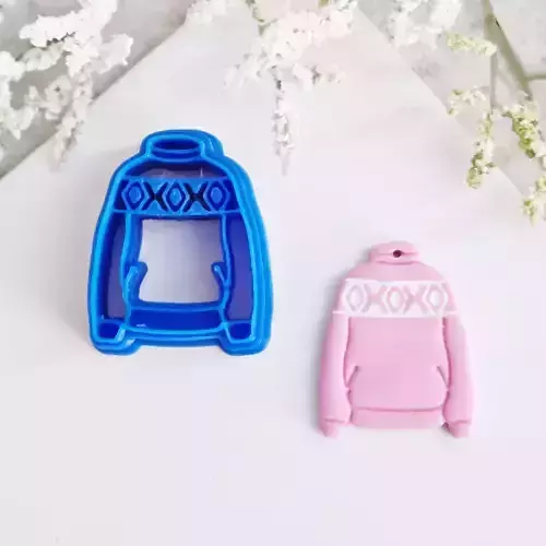 Fair Isle Woolly Jumper Clay Earrings Cutter