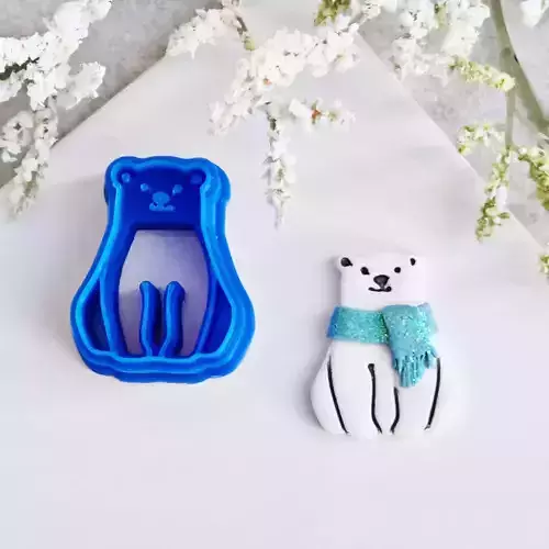 Polar Bear Polymer Clay Earrings Cutter 