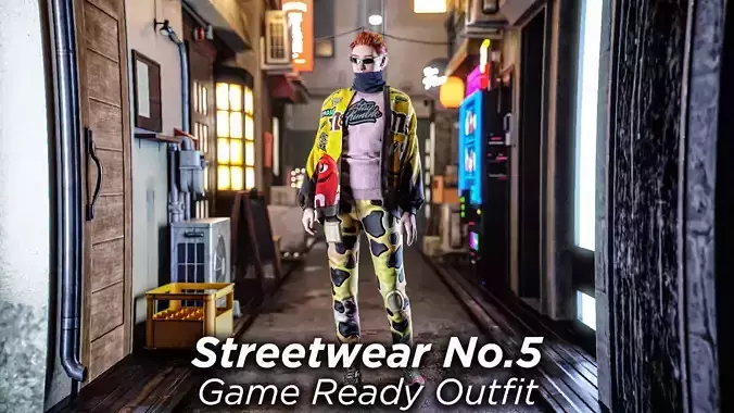 Streetwear No5 Marvelous Designer Clo3d FBX LOD Texture