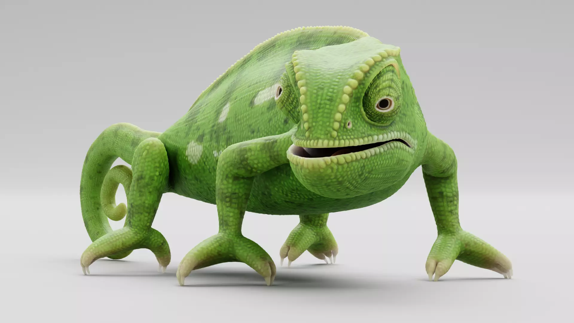 -Flap Necked Chameleon - Chamaeleo Dilepis Rigged- 3D model_1