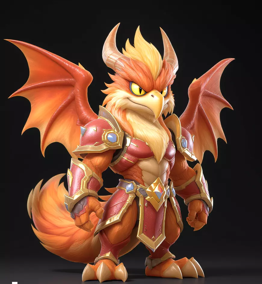 Stylized Phoenix Guardian The Breath of Purity Low-poly 3D model_0