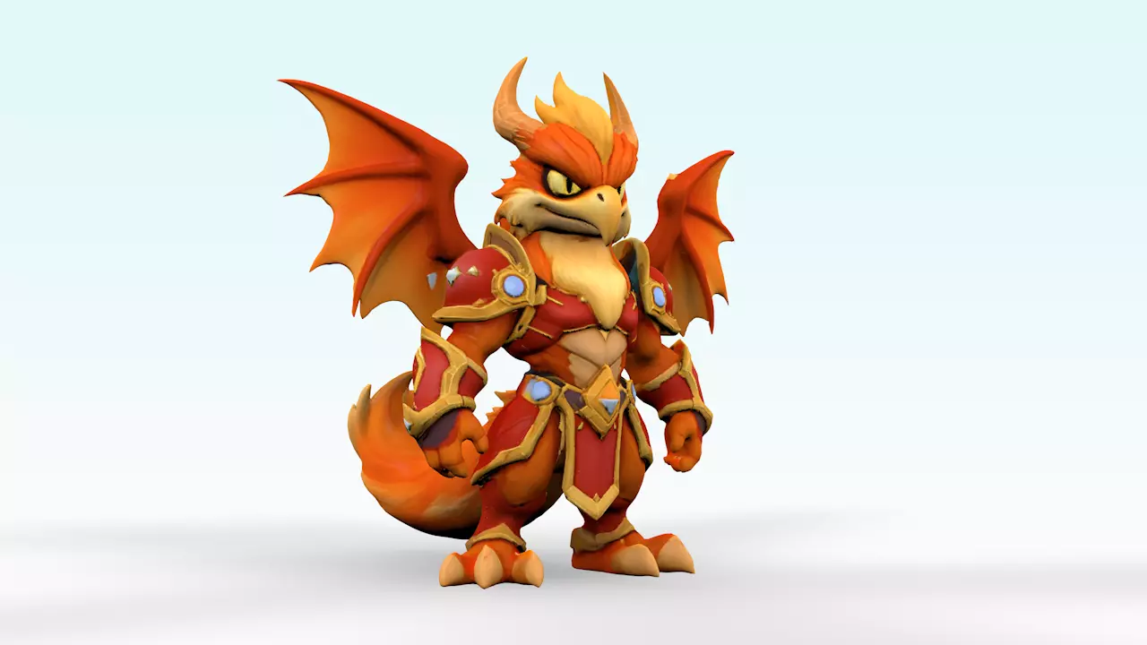 Stylized Phoenix Guardian The Breath of Purity Low-poly 3D model_1