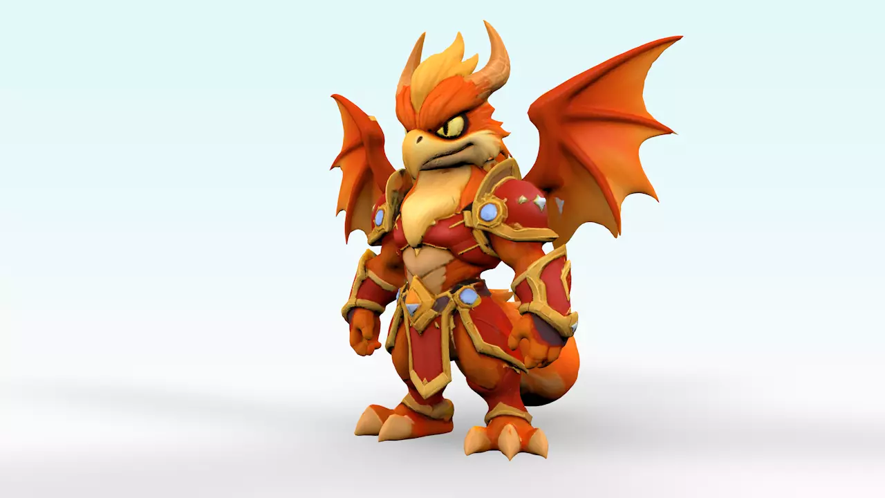 Stylized Phoenix Guardian The Breath of Purity Low-poly 3D model_2