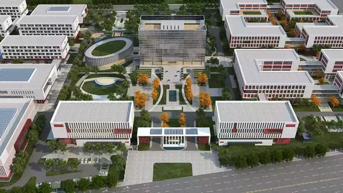 School Building04 Low-poly 3D model 3