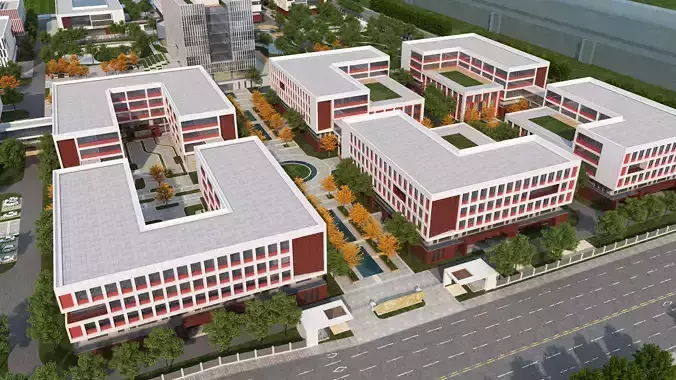 School Building04 Low-poly 3D model 4