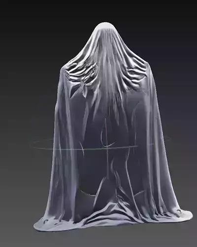 Veiled Silhouette - Mystic Cloaked Woman