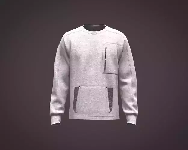 Mens sweatshirt with pocket and patch detailing