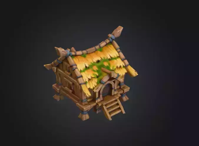 Rustic Cabin Model Low-poly 3D model 6