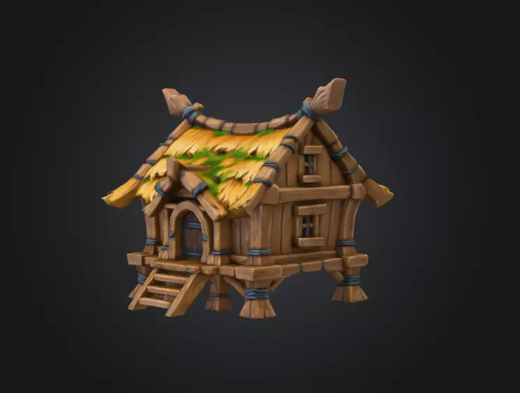 Rustic Cabin Model Low-poly 3D model_6