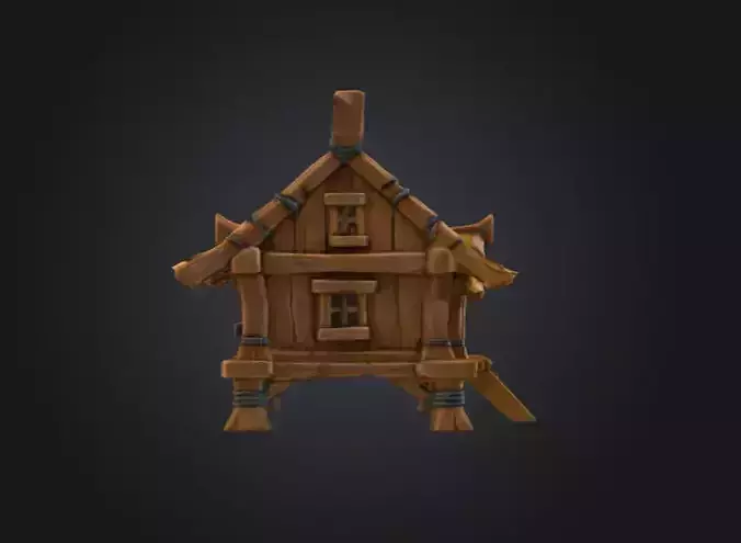 Rustic Cabin Model Low-poly 3D model 4